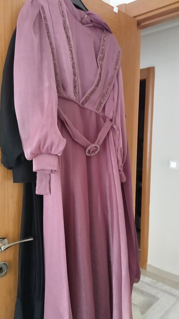 Pembe Drapeli Uzun Abiye Elbise - Görsel 3