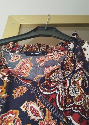 Uzun, Desenli, V Yakalı Bohem Kadın Elbise - Görsel 3