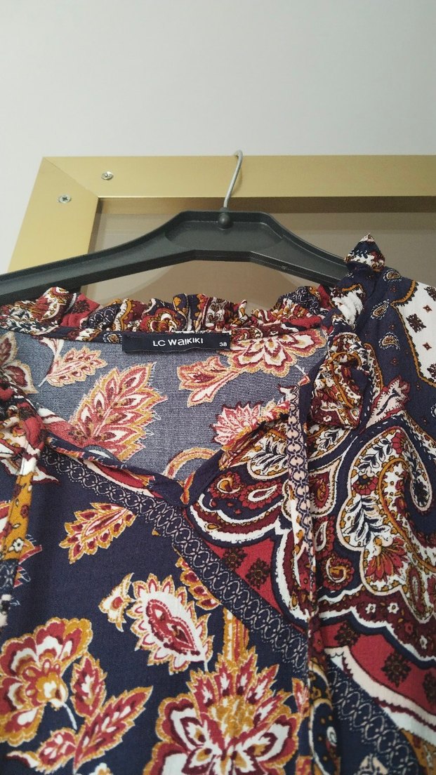 Uzun, Desenli, V Yakalı Bohem Kadın Elbise - Görsel 3