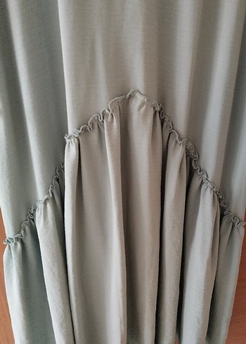 Bej Uzun Kollu Salaş Keten Elbise - Görsel 3