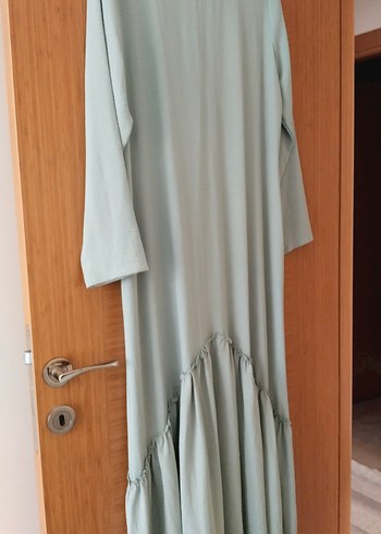 Bej Uzun Kollu Salaş Keten Elbise - Görsel 2