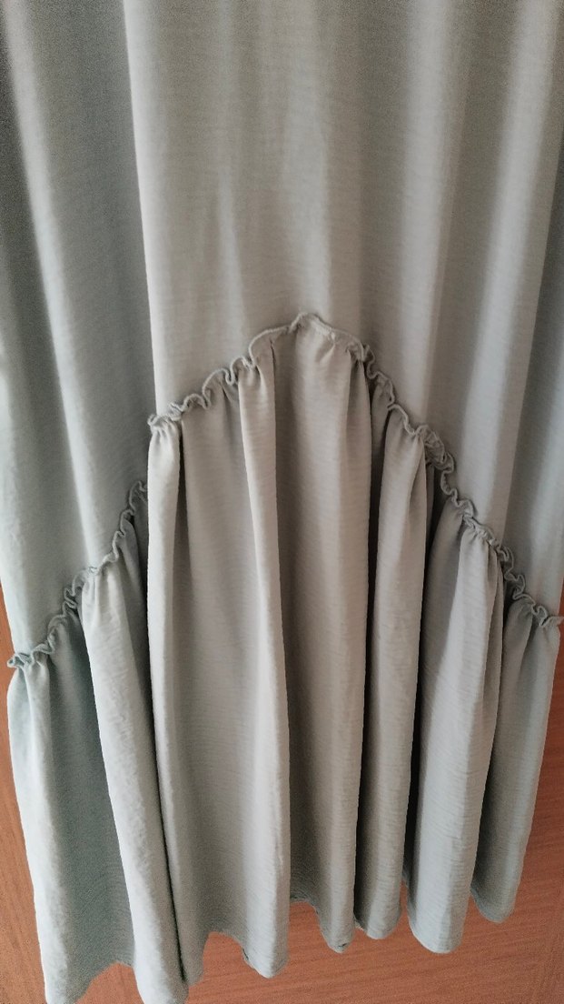 Bej Uzun Kollu Salaş Keten Elbise - Görsel 3