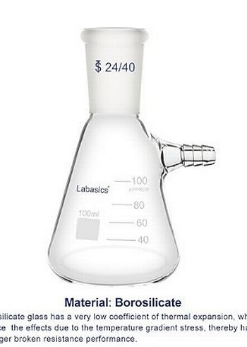 Beden beyaz Renk Labasics 100 ml 24/40 Standart Taper Eklemli Filtreleme Şiesi