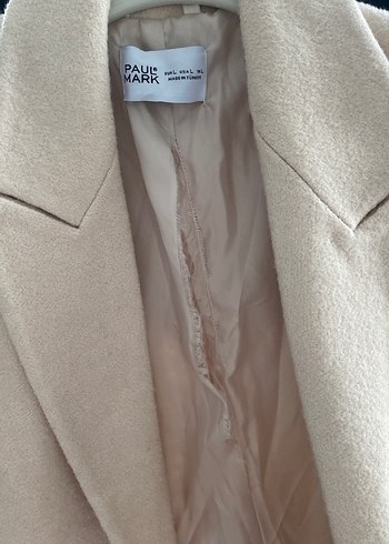 Bej Düğmeli Uzun Yün Kadın Kaban - Görsel 3