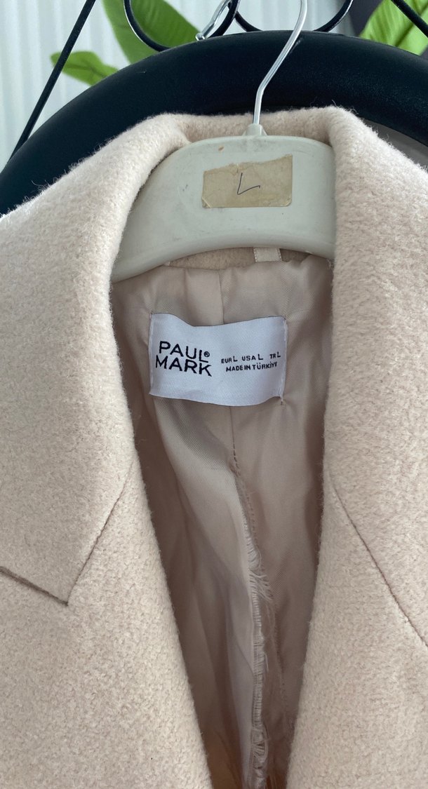 Bej Düğmeli Uzun Yün Kadın Kaban - Görsel 2