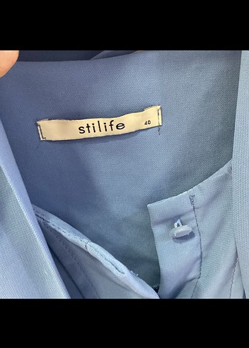 Uzun Kollu Mavi İşlemeli Bohem Tunik - Görsel 2