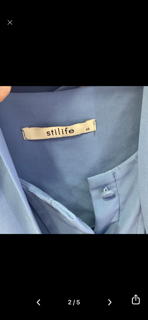 Uzun Kollu Mavi İşlemeli Bohem Tunik - Görsel 2