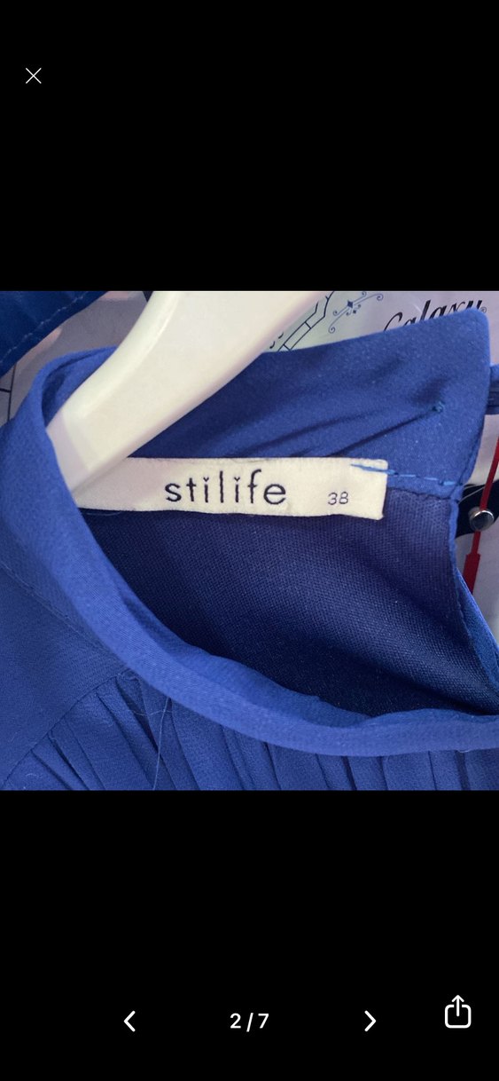 Lacivert Uzun Pilili Kadın Elbise - Görsel 2