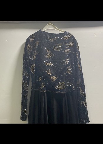 Uzun Siyah pullu abiye - Görsel 2