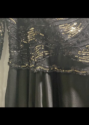 Uzun Siyah pullu abiye - Görsel 3