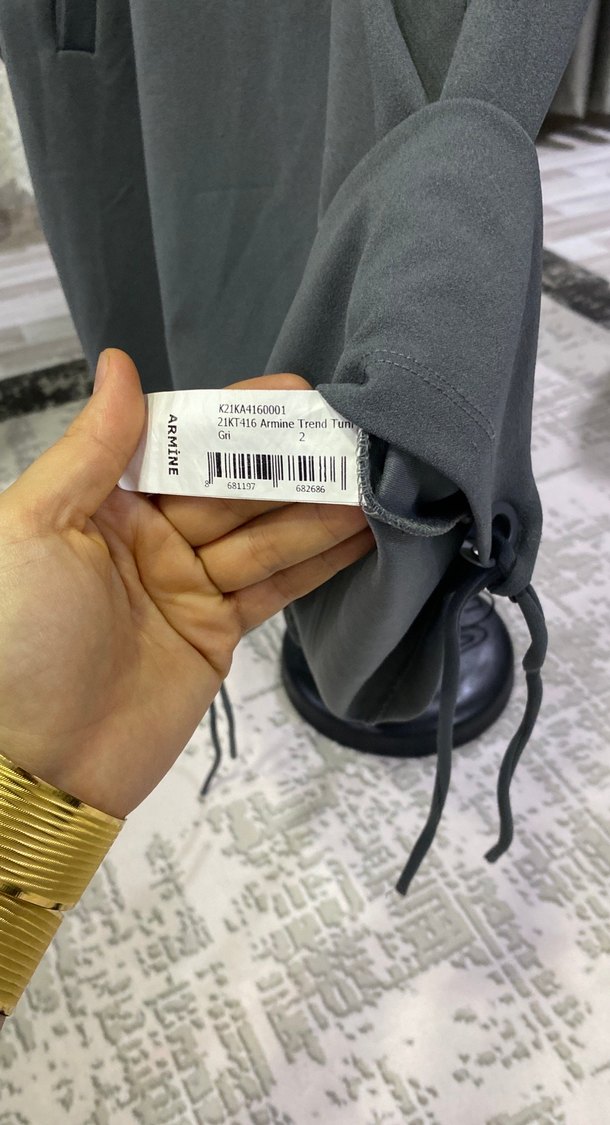 Gri Kapüşonlu Uzun Kadın tunik - Görsel 5