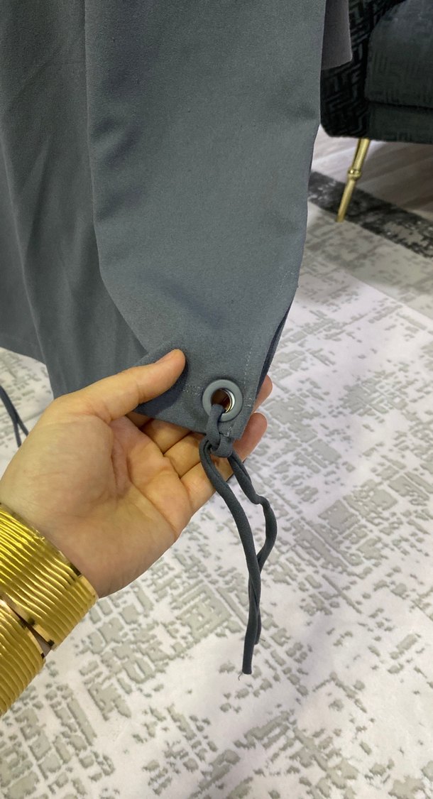 Gri Kapüşonlu Uzun Kadın tunik - Görsel 3