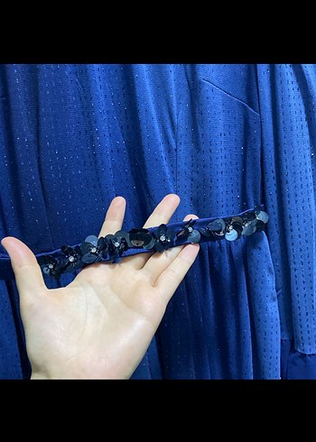 Kayra Kadın Uzun Lacivert Abiye Elbise - Görsel 4