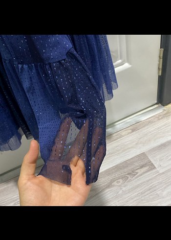 Kayra Kadın Uzun Lacivert Abiye Elbise - Görsel 5