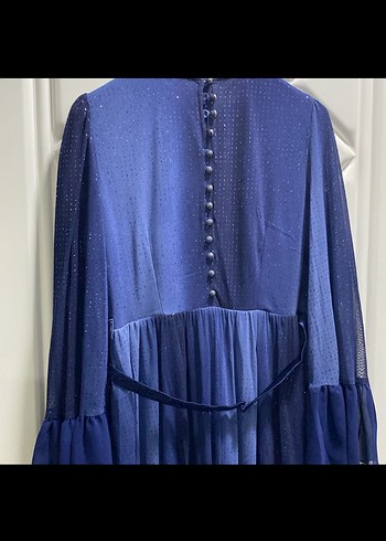 Kayra Kadın Uzun Lacivert Abiye Elbise - Görsel 6