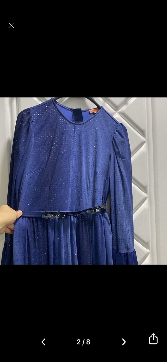 Kayra Kadın Uzun Lacivert Abiye Elbise - Görsel 2