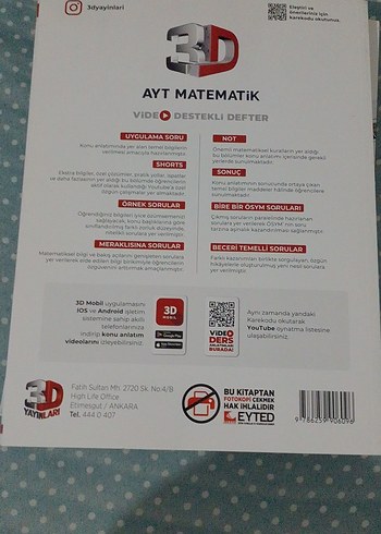 AYT Matematik 3D Video Destekli Defter
