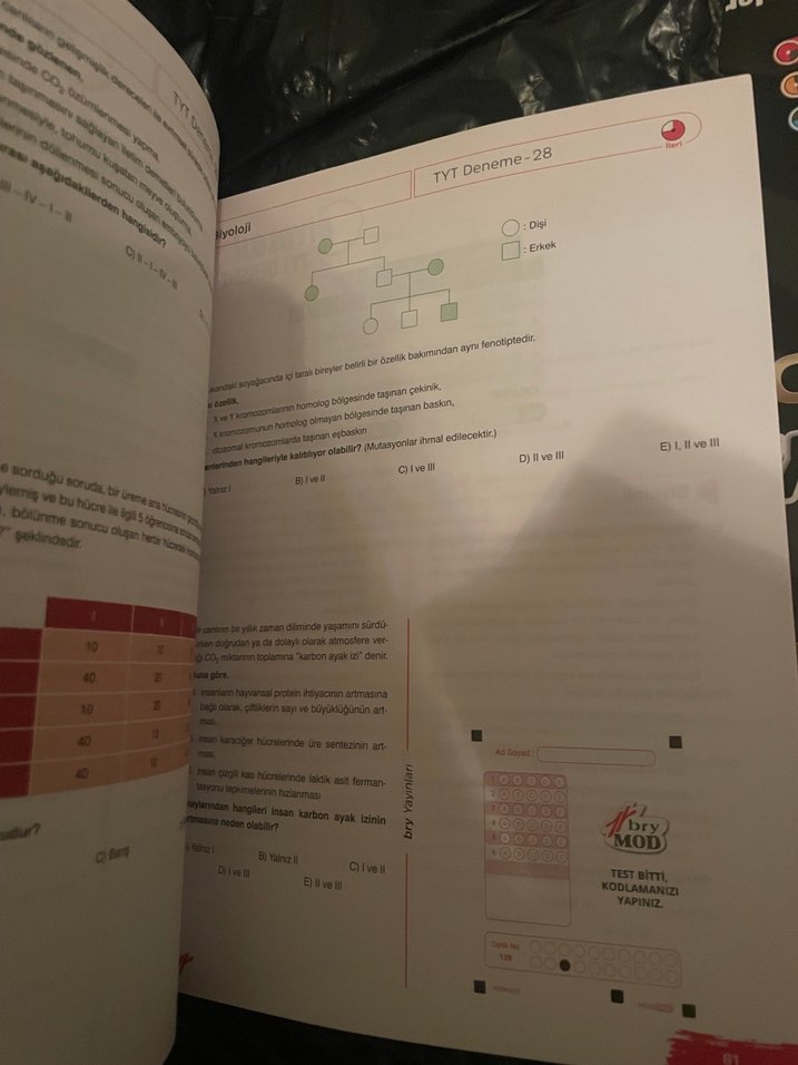 TYT Biyoloji Denemeleri - Görsel 3
