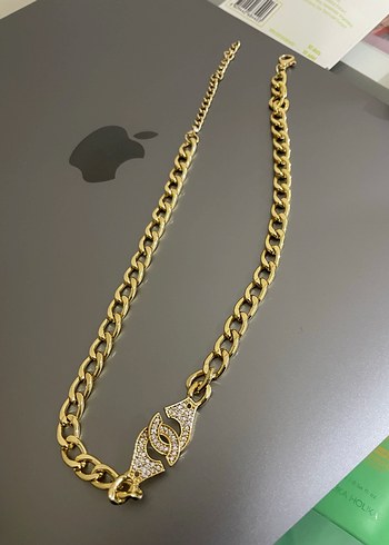 Altın Renk Zincir Detaylı Kolye - Görsel 2