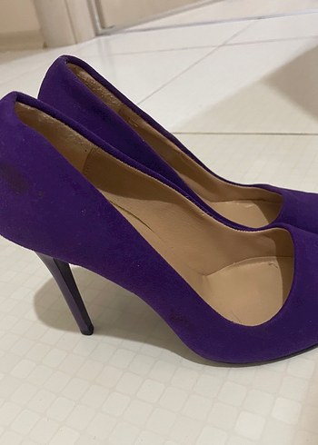 37 Beden Mor Süet Stiletto Topuklu Kadın Ayakkabı