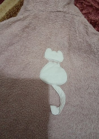 Kapüşonlu Kız Çocuk Bornozu Gri - Görsel 4