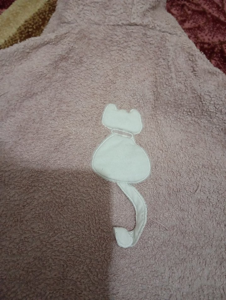 Kapüşonlu Kız Çocuk Bornozu Gri - Görsel 4