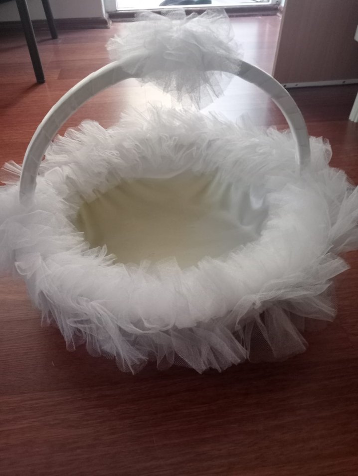 Boncuk İşlemeli Beyaz Düğün Sepeti - Görsel 2