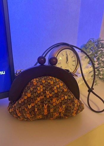 Zara Örgü Detaylı Kahverengi Bohem Kadın Clutch Çanta