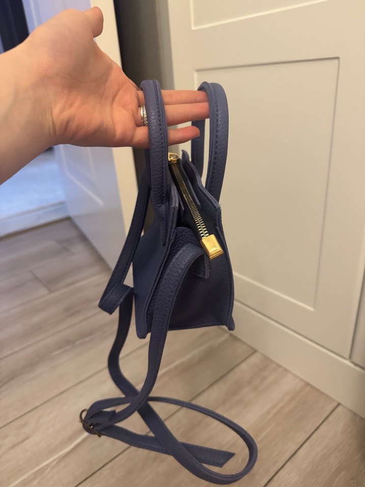 Koyu Mavi Deri Kadın Çanta - Görsel 3