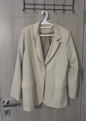 40 Beden Bej Kadın Midi Blazer Ceket