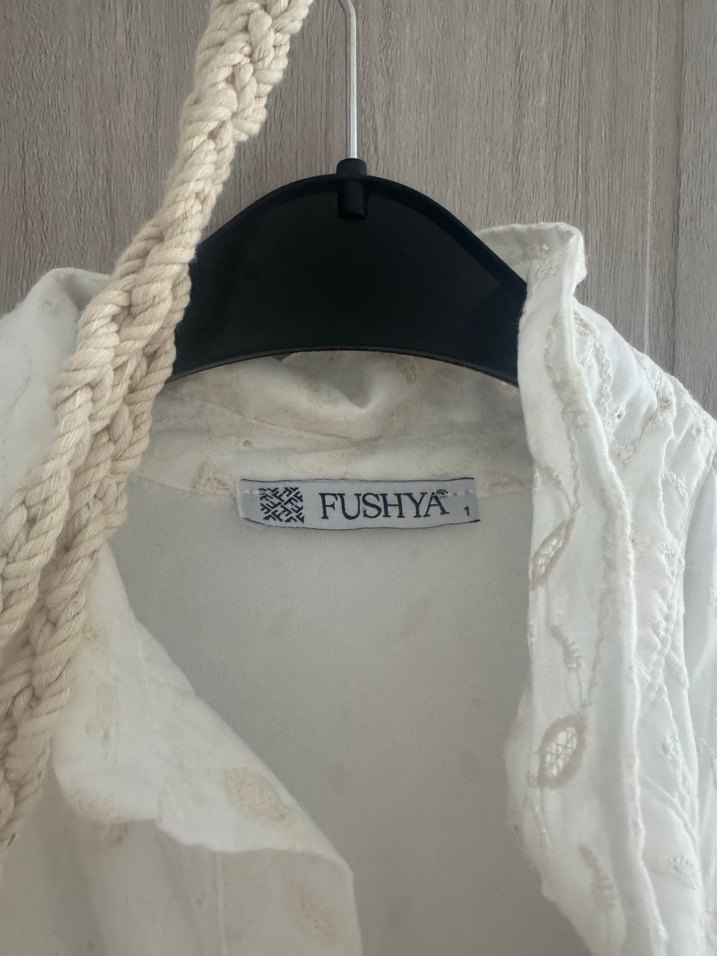 Nakışlı Fırfırlı Beyaz Uzun Keten Elbise - Görsel 3