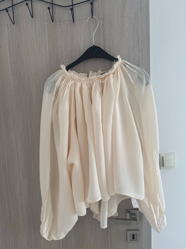 Bej Bohem Salaş Keten Bluz - Görsel 2