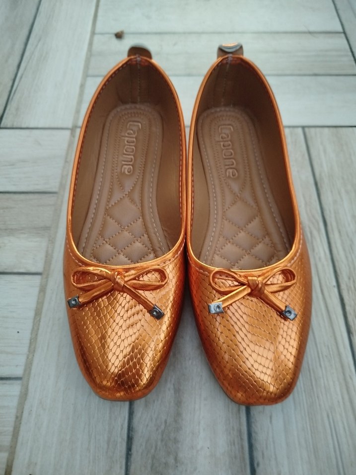 Turuncu Yılan Desenli Kadın Babet - Görsel 2