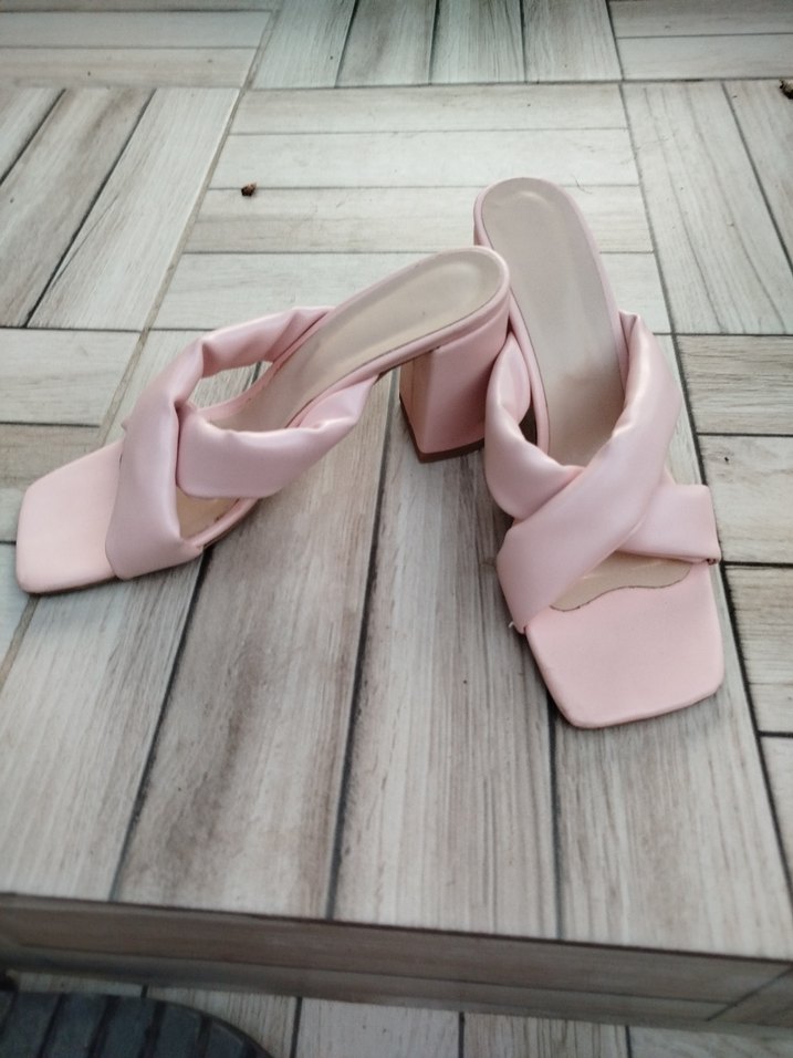 Pudra Pembe Kadın Topuklu Terlik - Görsel 2
