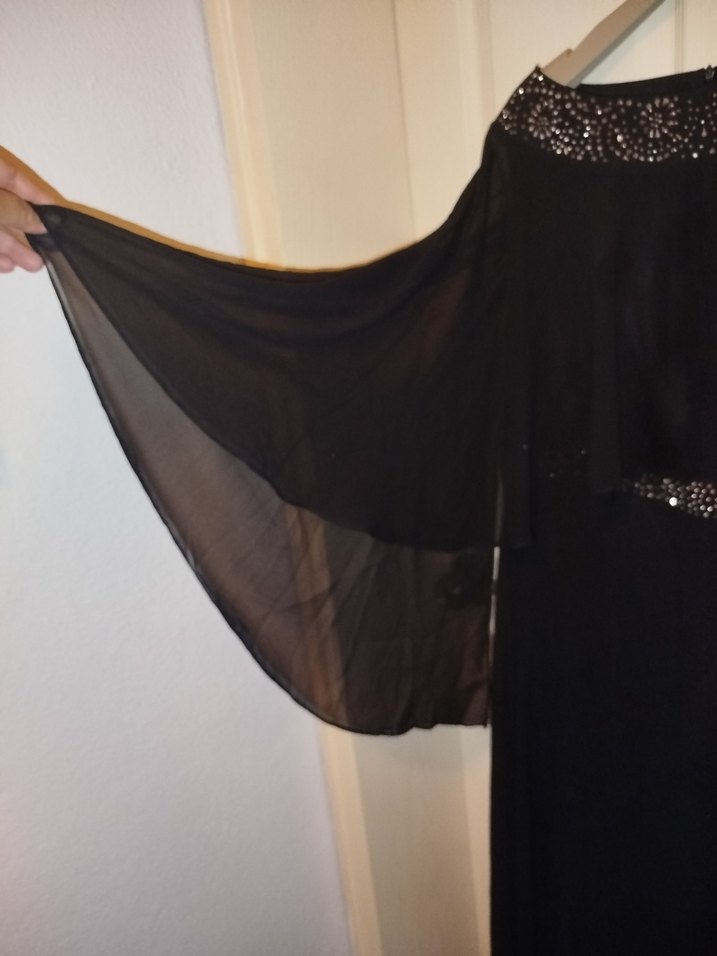 Siyah Uzun Kollu Gotik Kadın Abiye Elbise - Görsel 3