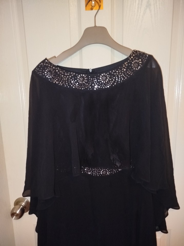 Siyah Uzun Kollu Gotik Kadın Abiye Elbise - Görsel 2