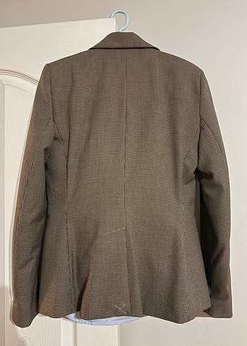 Mango Çizgili Kahverengi Kadın Blazer Ceket