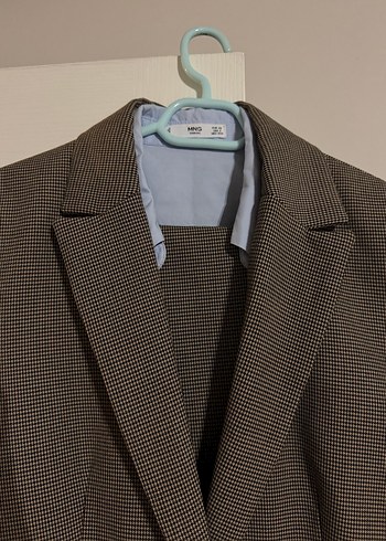 36 Beden Çizgili Kahverengi Kadın Blazer Ceket