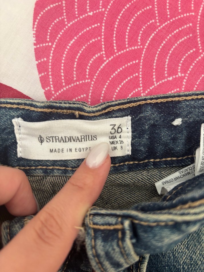 Mavi Yıkamalı Denim Mini Etek stradivarius — görsel 3/4