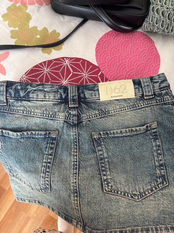 Mavi Yıkamalı Denim Mini Etek stradivarius — görsel 2/4