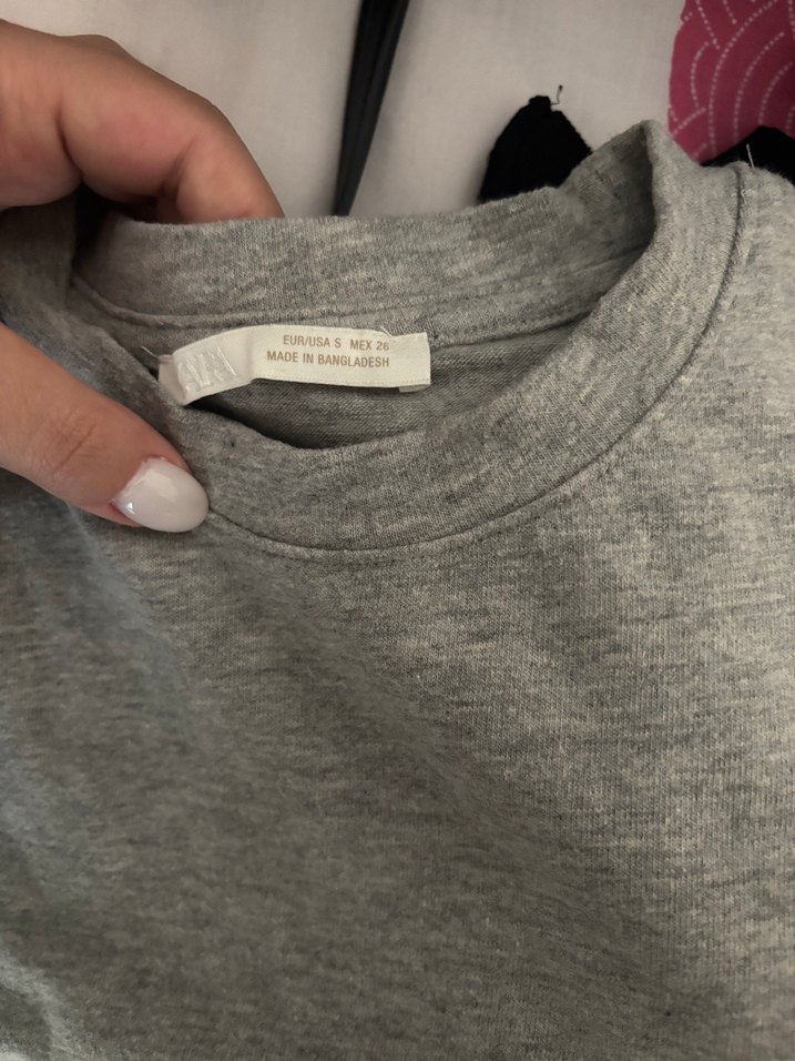 Gri Melanj Bisiklet Yaka Zara crop — görsel 3/5