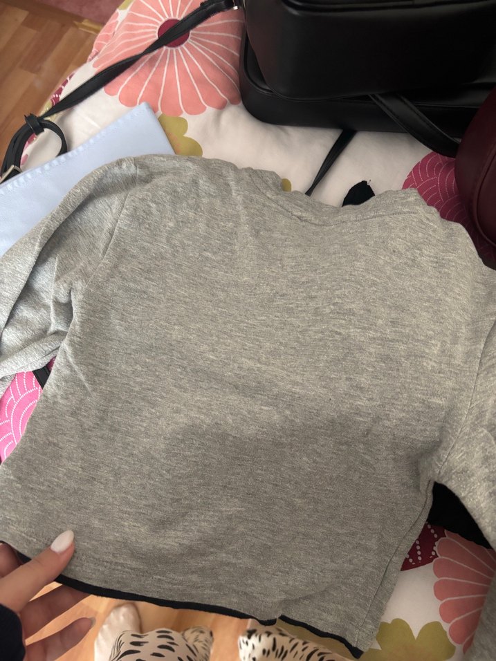 Gri Melanj Bisiklet Yaka Zara crop — görsel 4/5