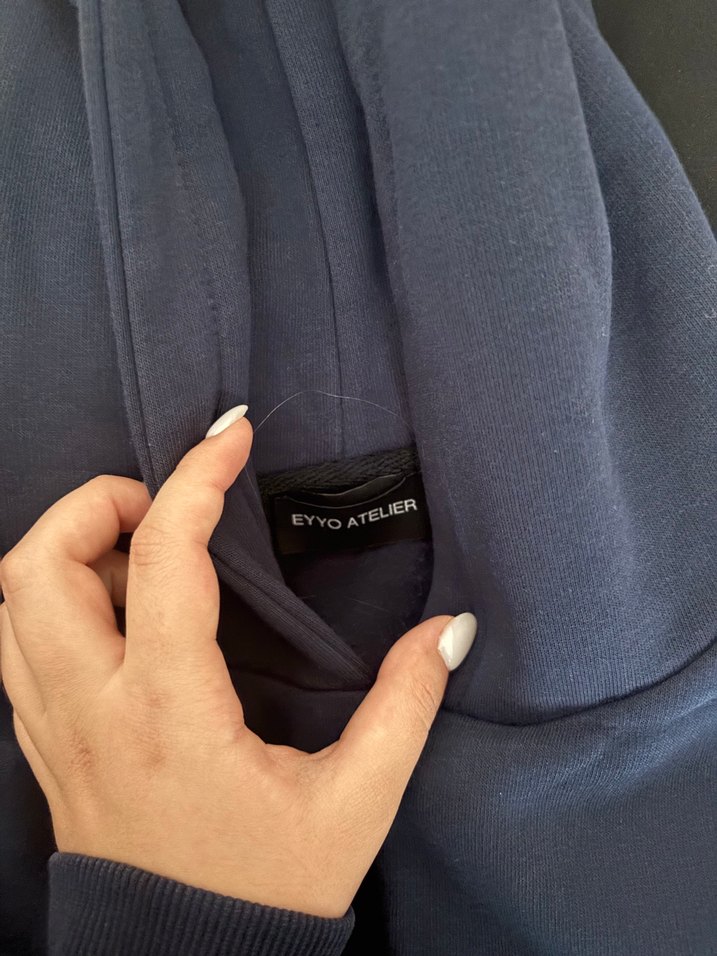 Lacivert Kapüşonlu Rahat Sweatshirt — görsel 3/4