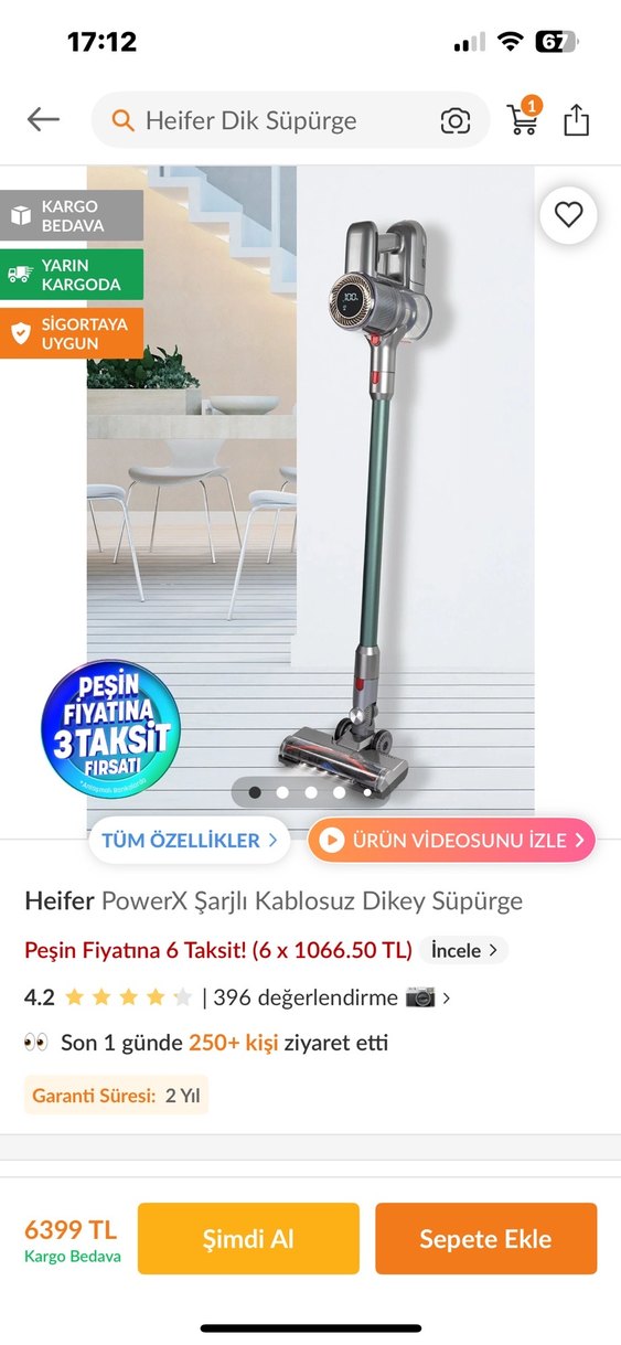 Heifer Şarjlı Dik süpürge - Görsel 4