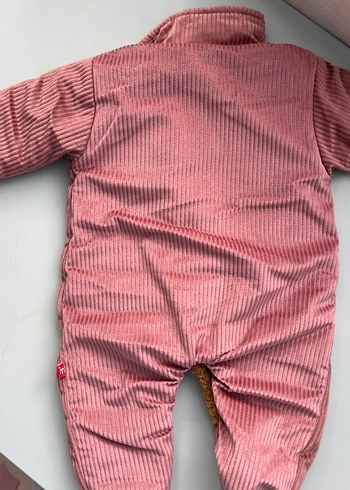 Pembe Kadife Bebek Kız Tulumu Düğmeli - Görsel 5