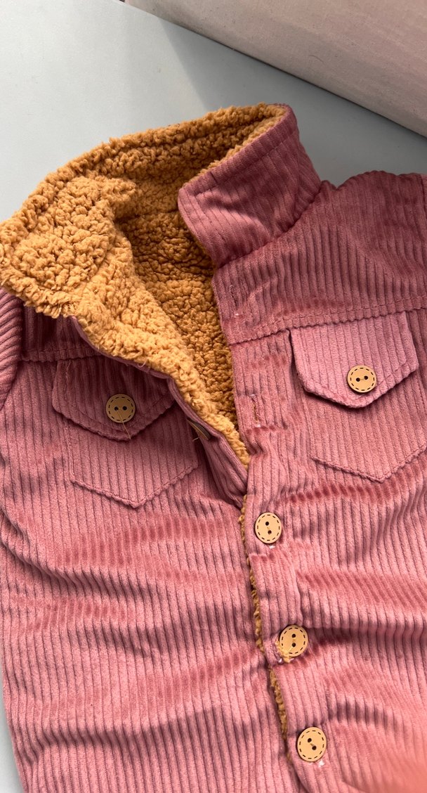 Pembe Kadife Bebek Kız Tulumu Düğmeli - Görsel 4