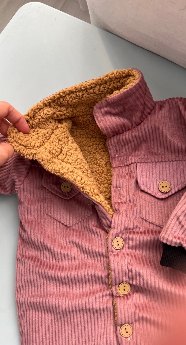 Pembe Kadife Bebek Kız Tulumu Düğmeli - Görsel 3