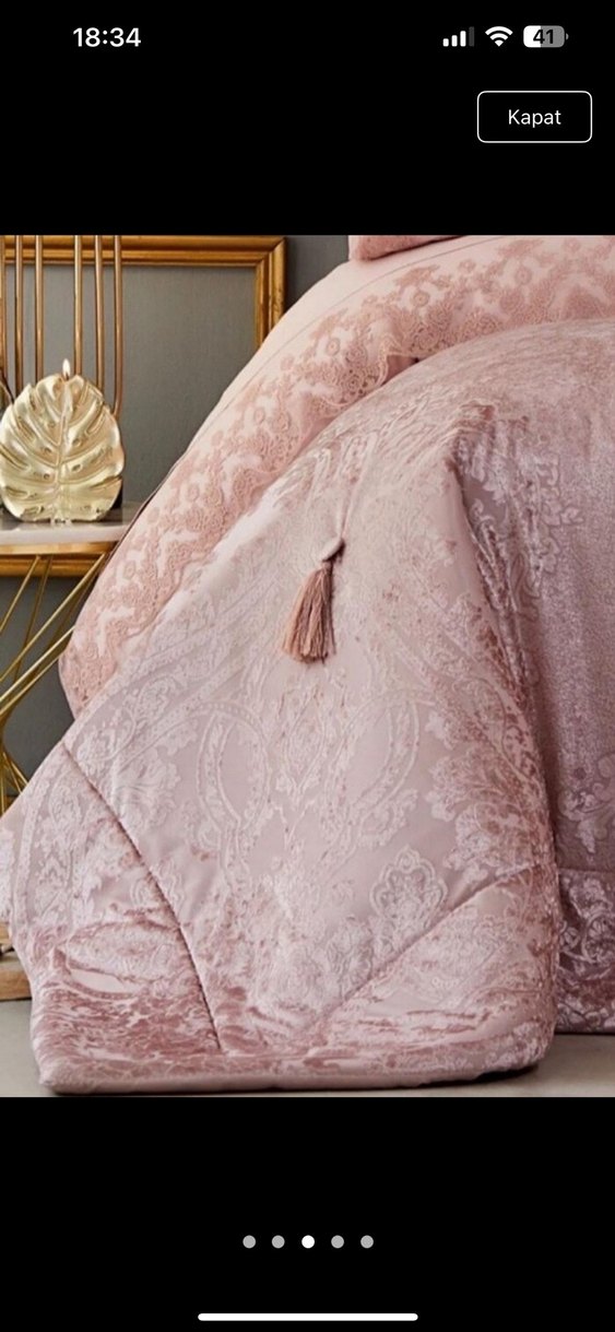 İşlemeli Pembe pike takımı - Görsel 2