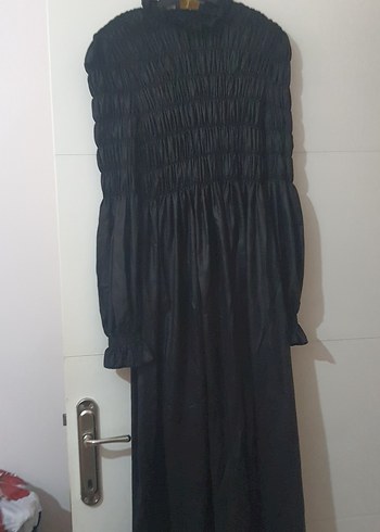 Diğer Uzun Siyah Gotik Keten Elbise