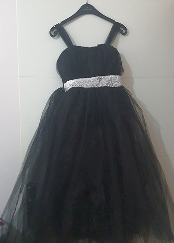kız çocuk Siyah Uzun Straplez Gotik Abiye Elbise